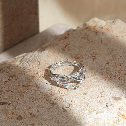 Shegrace ajustable 925 anillos de plata de ley con ramas, martillado
