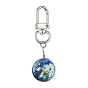 4Pcs Galaxy Planet Glass Pendant Decoration, with Alloy Swivel Clasps