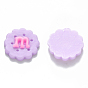Resin Decoden Decoden Cabochons, Imitation Food, Flower shaped Biscuit, with Letter M