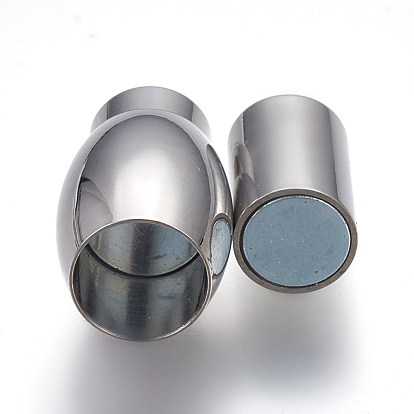 304 Stainless Steel Magnetic Clasps with Glue-in Ends, Oval