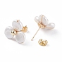 Boucles d'oreilles clous fleur perle coquillage avec épingle en laiton pour femme