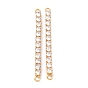 Brass Clear Round Cubic Zirconia Links Connectors, Long-Lasting Plated, Rectangle