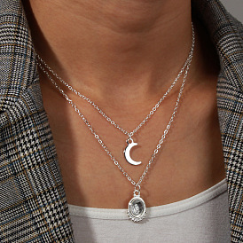 Boho Crescent Pendant Necklace - Layered Collarbone Chain for Women's Fashion Jewelry