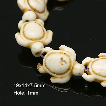 Perles howlite synthétiques, teint, tortue