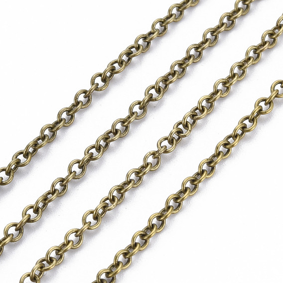 Brass Cable Chains, Unwelded, with Spool, Oval, Cadmium Free & Nickel Free & Lead Free