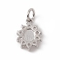 Brass Micro Pave Cubic Zirconia Charms, with Jump Ring, Oval Flower with Religion Virgin Mary Charm