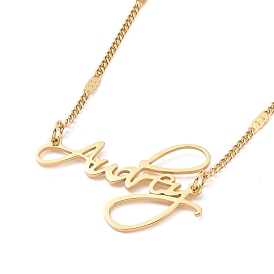 Ion Plating(IP) 304 Stainless Steel Word Audrey Pendant Necklace for Women