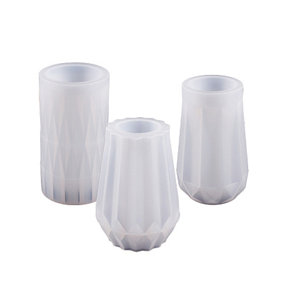 Moldes de jarrón de silicona de calidad alimentaria diy polígono/octágono/caracol, moldes de resina, para la fabricación artesanal de resina uv y resina epoxi