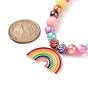 Ensembles de bracelets et colliers à thème arc-en-ciel pour enfants, bracelets extensibles en perles acryliques et colliers pendentifs en alliage d'émail