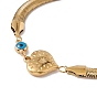 Enamel Evil Eye Link Bracelet with Flat Snake Chains, 304 Stainless Steel Jewelry for Women, Golden