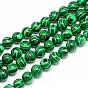 Perles synthétiques malachite brins, ronde