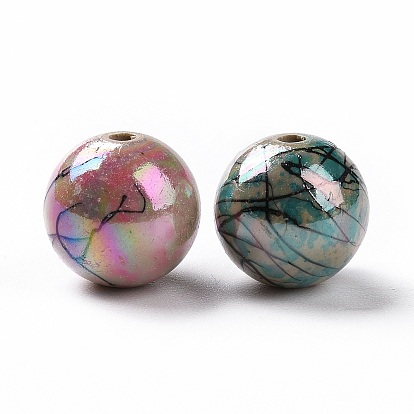 Perles rondes acryliques opaques peintes à la bombe, de couleur plaquée ab 