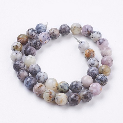 Blanc naturel opale africain perles brins, ronde