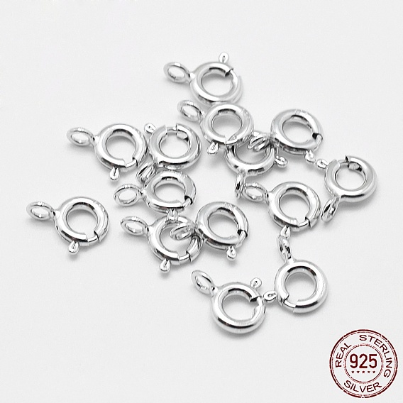 925 Sterling Silver Spring Ring Clasps, Ring, with 925 Stamp