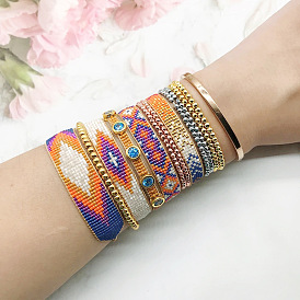 Bohemian Geometric Miyuki Bracelet Set for Women with Woven Beads