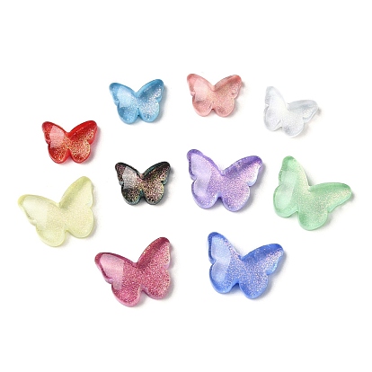 K9 Glass Cabochons, with Glitter Powder, Butterfly