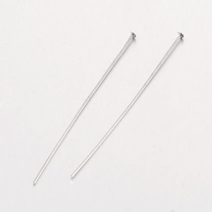 925 Sterling Silver Flat Head Pins, 40.2x0.5mm, Head: 1.5mm, about 1123pcs/100g