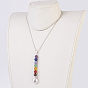 Chakra Jewelry, Natural Gemstone Pendant Necklaces, with Brass Chain and Alloy Findings, Flat Round