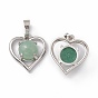Gemstone Pendants, Heart Charms, with Platinum Tone Brass Findings, Cadmium Free & Nickel Free & Lead Free
