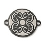 Ion Plating(IP) 304 Stainless Steel Connector Charms, Flat Round Links with Flower Pattern