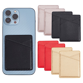 CRASPIRE 8Pcs 4 Colors PU Leather Cell Phone Adhesive Card Holders, Card Sleeve for Back of Phone