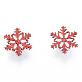 Snowflake Spray Painted 430 Stainless Steel Cabochons, Nail Art Decorations Accessories