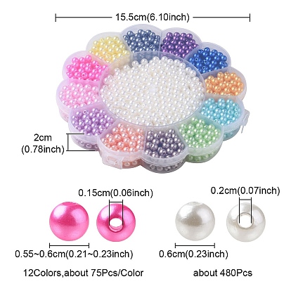 13 cuentas de perlas de imitación de plástico abs pintadas con spray estilo, gradiente de perlas de sirena, rondo