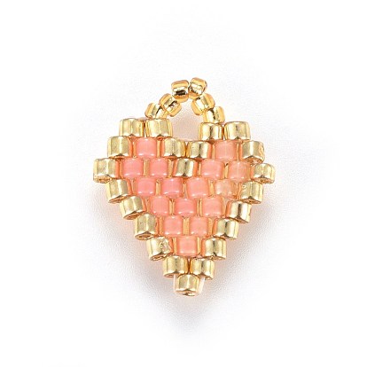 Pendentifs en perles de rocaille japonaises faites main miyuki & toho, Motif métier, cœur