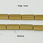 Немагнитные синтетический гематит бисер пряди, с покрытием красочным, 9x3x3 мм, отверстие : 1 мм