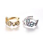 Adjustable Brass Micro Pave Cubic Zirconia Finger Rings, Promise Ring, Word Love