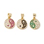Brass Micro Pave Cubic Zirconia Charms Real 18K Gold Plated, Cadmium Free & Lead Free, Yinyang