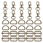 30Pcs Alloy Swivel Clasp & D-Ring & Tri-Glide Adjuster Buckles Set, for Purse Making