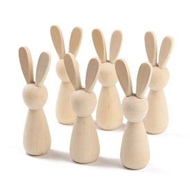 Unfiished Wood Peg Dolls, for Kids DIY Painting Craft, Rabbit
