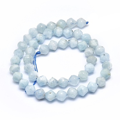 Natural Aquamarine Beads Strands, Faceted, Bicone