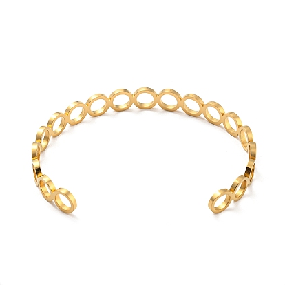 Revestimiento iónico (ip) 304 brazaletes de acero inoxidable, Brazaletes abiertos con anillo hueco para mujer.
