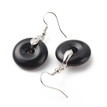 Gemstone Donut Dangle Earrings, Platinum Plated Brass Jewelry for Women, Cadmium Free & Lead Free