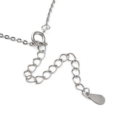 Piezas de collares de cadenas tipo cable de plata esterlina chapadas en rodio, para hacer collares con nombres, con cierres de anillo de resorte