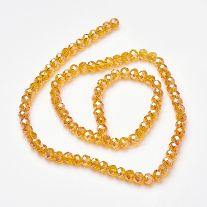 Perlas de rondelle facetado de vidrio electrochapa hebras, color de ab chapado