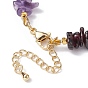Brass Lotus Flower Charm Bracelet, Natural Mixed Gemstone Chips Beaded Chakra Theme Bracelet