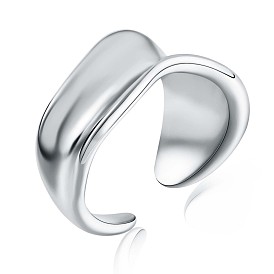 925 Sterling Silver Twist Wave Open Cuff Ring for Women