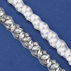 Glass Crystal Hotfix Rhinestone, with Hot Melt Adhesive Stick & Alloy Settings, for DIY Bridal Belt
