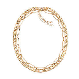 Минималистское двухслойное ожерелье из сплава, модная цепочка на ключицу в стиле ретро в стиле хип-хоп, эффектные ювелирные изделия
