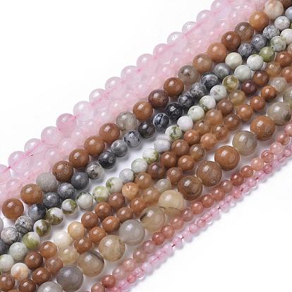 Brins de perles pierres fines naturelles , teint, pierre mixte, ronde