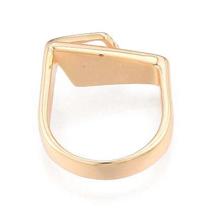 Natural Shell Trapezoid Open Cuff Ring, Brass Jewelry for Women, Cadmium Free & Nickel Free & Lead Free