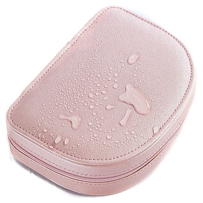 Waterproof Imitation Leather Jewelry Storage Bag with Zipper, for Bracelet, Necklace, Earrings Storage, Half Round