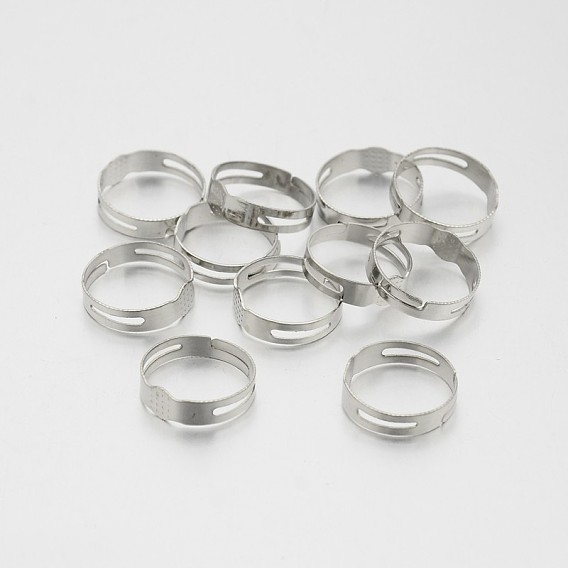 Bases d'anneau de garniture de fer réglable, avec des supports cabochons de lunette ronde plat