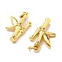 Rack Plating Brass Pendants, with Jump Ring, Lead Free & Cadmium Free, Long-Lasting Plated, Bamboo Charm