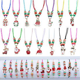Яркий комплект браслета и ожерелья "Рождественская елка и Санта-Клаус" для детей