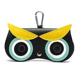 PU Leather Owl Shape Eyeglass Cases, Portable Sunglasses Holder, with Alloy Snap On Buckles