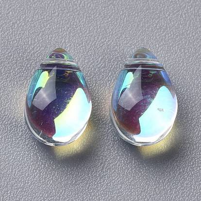 Transparent Glass Beads, Top Drilled Beads, Teardrop